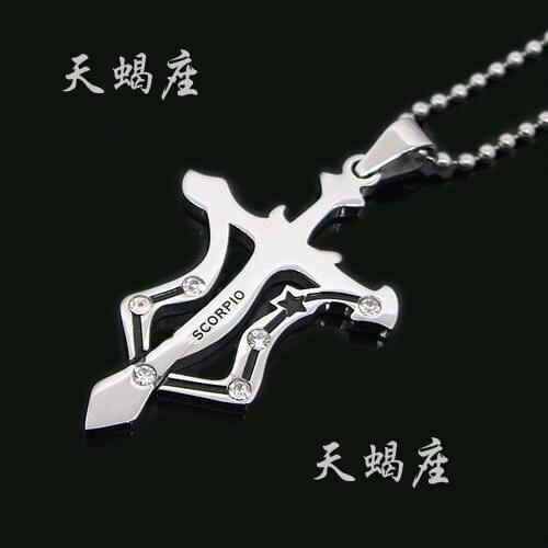 Twelve constellation SCORPIO couples Cross 316L Stainless Steel pendant necklace jewelry wholesale