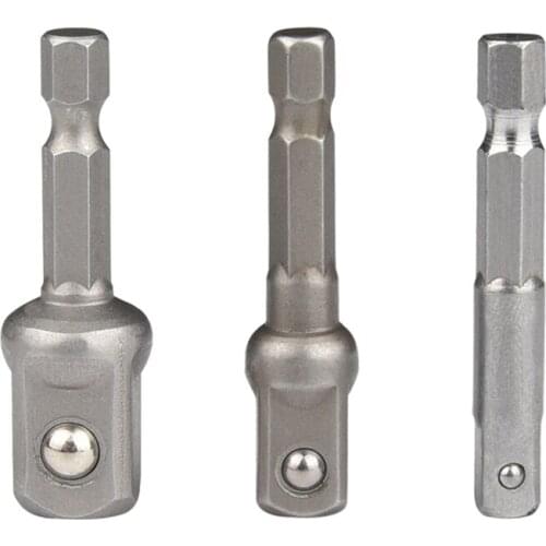Hex Handle to Square 1/4 3/8 1/2 Connecting Rod Screwdriver Wrench Conversion Adapter Hand Electric Drill Connector