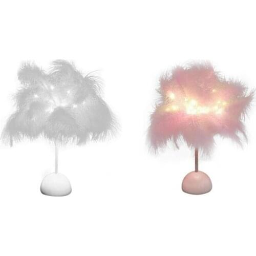 Feather Night Light LED Lights Beside Desk Lamp for Bedroom Party Wedding Romantic Decoration Vintage Desk Light