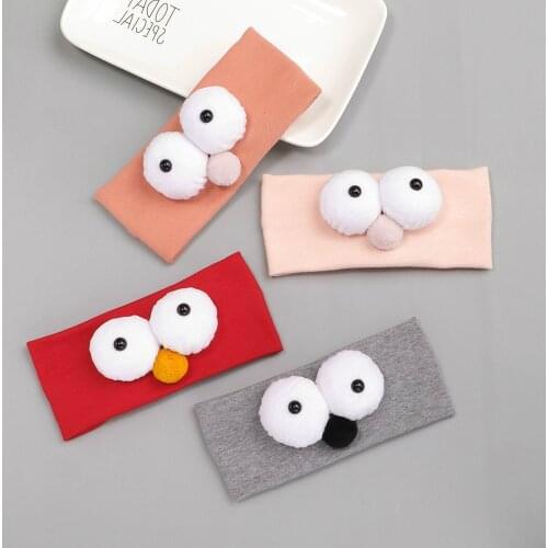 1 PCS Lytwtws Spring Summer INS Big Eyes Plush Ball Baby Headband Soft Elastic Baby Girl Clothes Headbands Hair Accessories
