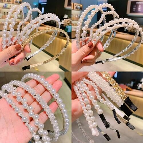 Gold and Silver Beaded Elegant Pearl Headband Hair Band Headband Female Fashion Decoration Hair Accessories