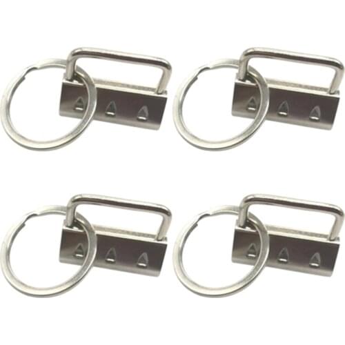 25Pcs DIY Fabric Hardware Key Chain Fob Wristlet Hardware with Key Ring for Lanyard Luggage Strap Accessories(25mm, Silver)