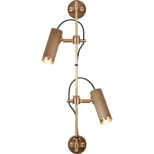 Retro LED Wall Lamps Light Luxury Livingroom Bedside Hotel Room Wall Sconces Copper GU10 Bulb Angle Adjustable American Style