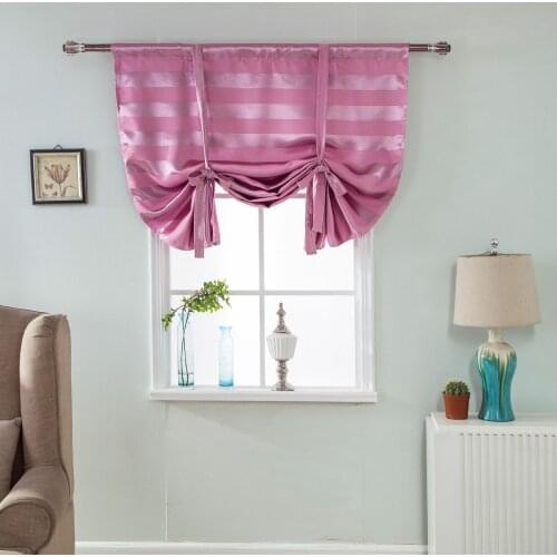 Nordic Pastoral Style Tie-up Roman Curtain Blackout Window Balloon Curtain Shade Bedroom Balcony Cafe Kitchen Decor 117*160cm