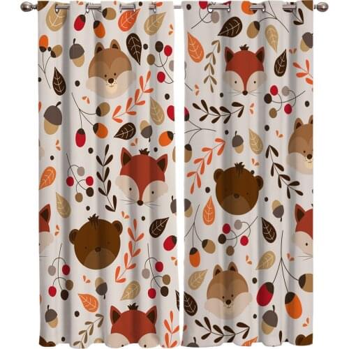 Cartoon Fox Animals Curtain for Kids Room Bedroom Curtain Cartoon Window Curtain for Boys Colorful cortinas