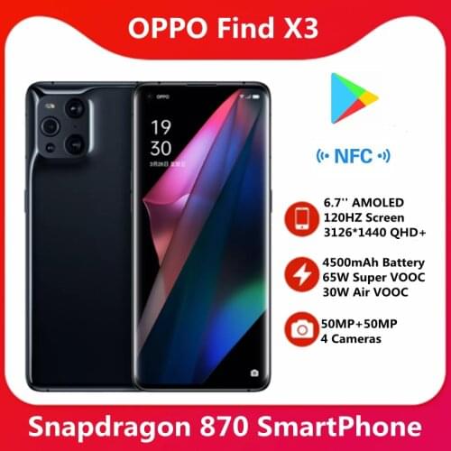 Original OPPO Find X3 5G Smart Phone Snapdragon 870 6.7'' 120Hz 3146*1440 QHD+ AMOLED Screen 4500mAh 65W Super Charge 50MP+50MP