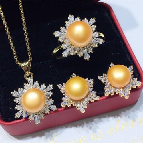 Snow Flower Pendant Ring and Earrings Jewelry Set Base Mountings Settings Finding Jewelry Settings Parts for Pearls Beads Stones