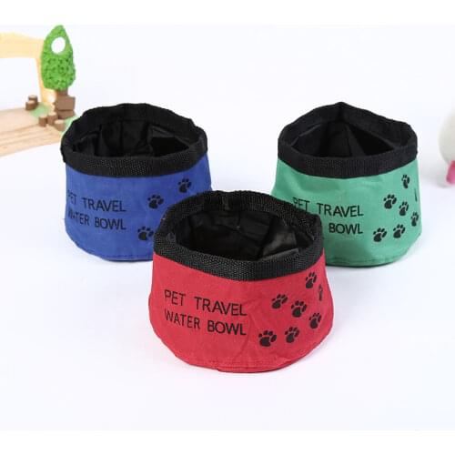 Oxford Cloth Waterproof with Zip Folding Dog Bowl Pet Travel Out Portable Dog Bowl Drinking Water Cloth Bowls