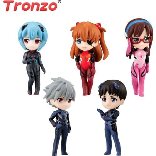 Tronzo 5PCS/Set Original Bandai EVA Gashapon Toy Action Figures Ayanami Rei Asuka Langley Soryu Statue Anime Figure For Child