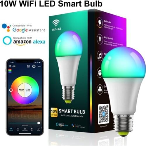 2.4GWiFi Bluetooth-compatible Remote Control WiFi Smart Bulb Work With Alexa RGB Corlorful Dimmable Timer Function Magic Light