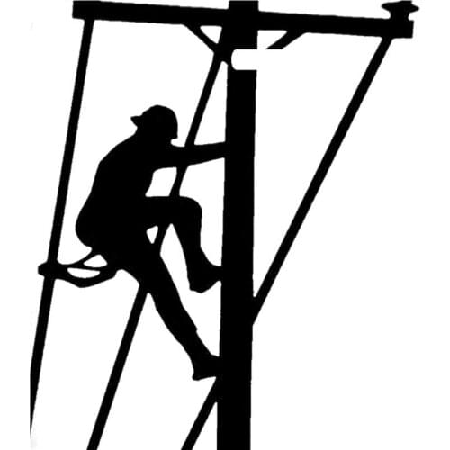 10.6cm*12.1cm Lineman Linemen Journeyman Electrician Power Pole Fun Car Sticker Decals Decor Black/Silver Vinyl S6-3904