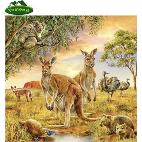 YUMEART DIY animal diamond embroidery Cross stitch home Decor 5d diamond Painting needlework Rhinestones Kangaroo and koala