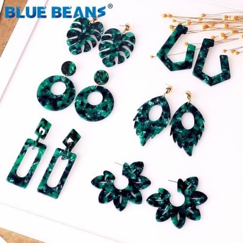 Green Earrings Acrylic Boho Acetate Drop Fashion For Women Geometric Big Dangle Drop Earings Resin statement gift Jewelry 2019cc
