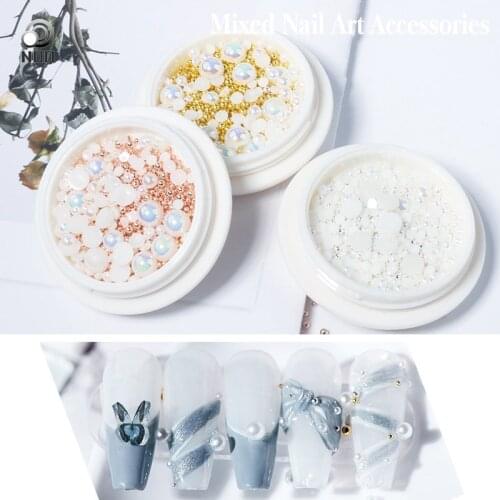 1 case Beads for Nails Micro Metal 3D Studs Alloy Nail Art Jewelry Charms Supplies Manicure Decorations Steel Caviar Ball