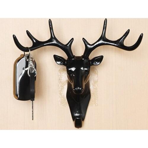 1PCS Deer Head Animal Self Adhesive Clothing Display Racks Hook Coat Hanger Cap Room Decor Show Wall Bag Keys Sticky Holder