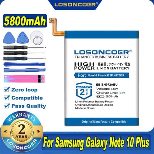 100% Original LOSONCOER 5800mAh EB-BN972ABU Battery For Samsung GALAXY Note 10+ Note10Plus Note10+ Plus SM-N975F SM-N975DS