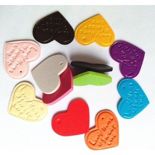 12pcs Cute Leather Heart Printing Flower Peach with Hole Accessories For Key chains Earrings Silver Cap Charming Pendant 4cm