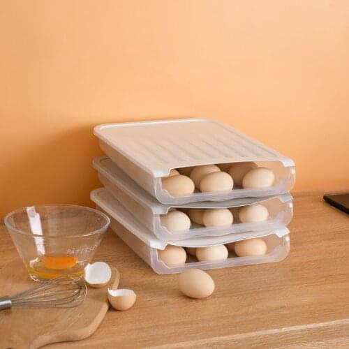 2Pcs Egg Containers for Storage Box Plastic Organizer Boxes Refrigerator for Kitchen Drawer Organizer for Cabinets Transparent