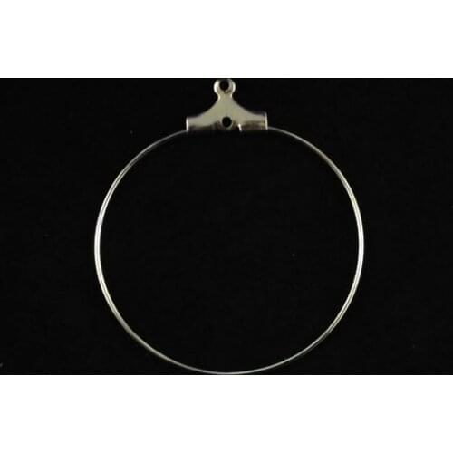 200pcs Silver Color Tone wine glass hoop charm wire earrings 30mm #22608