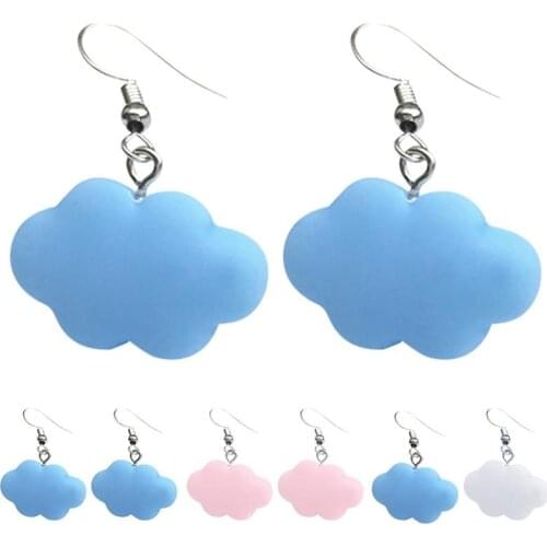 2021 New Cute White Cloud Dangle Earrings Resin Drop Earrings Cloud Dangle Earrings for Women Girls Ear Jewelry Gift Wholesale
