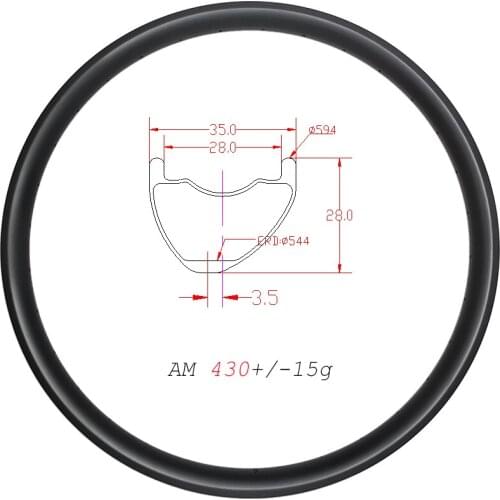 27.5er MTB AM Asymmetry clincher tubeless Carbon rims 28mm deep 35mm width UD 28H mountain bike hookless disc 650B carbon wheels