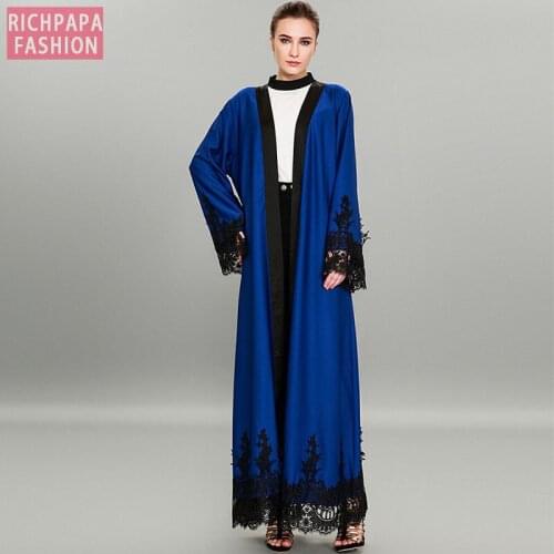 Abaya Dubai Muslim Hijab Dress Qatar UAE Robe Lace Jilbab Musulmane Kimono Cardigan Abayas For Women Turkish Islamic Clothing