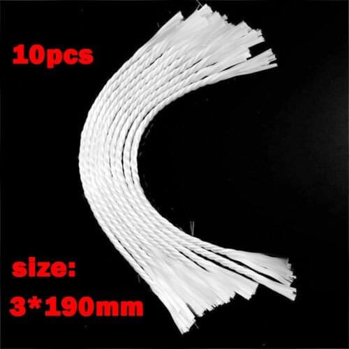 10 wicks 3*190mm white fiberglass wick, used for birthday candles, smokeless DIY oil lamps, candle making supplies, environmenta