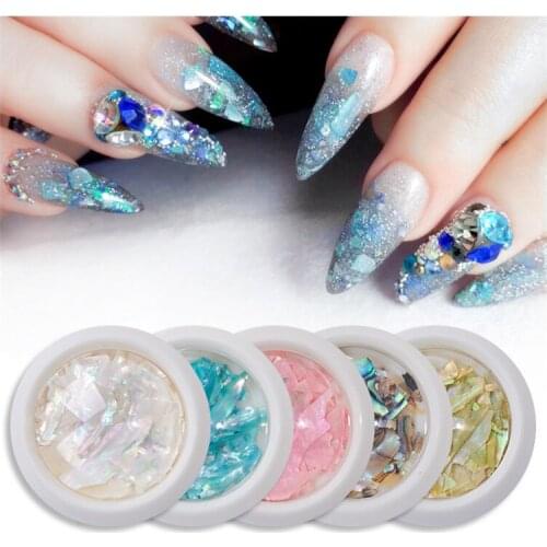1 Box Irregular Shell Flake Nail Sequins Gradient Symphony Abalone Mermaids Shell Slice DIY Nail Art Decorations