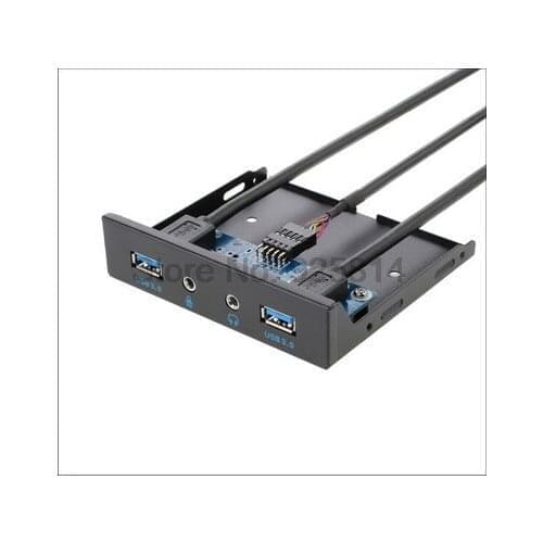 By dhl or ems 50pcs 3.5" Floppy Bay 20 Pin 4 Ports USB 3.0 Hub HD Audio 3.5mm Earphone Mic Connector PC Front Panel Bracket