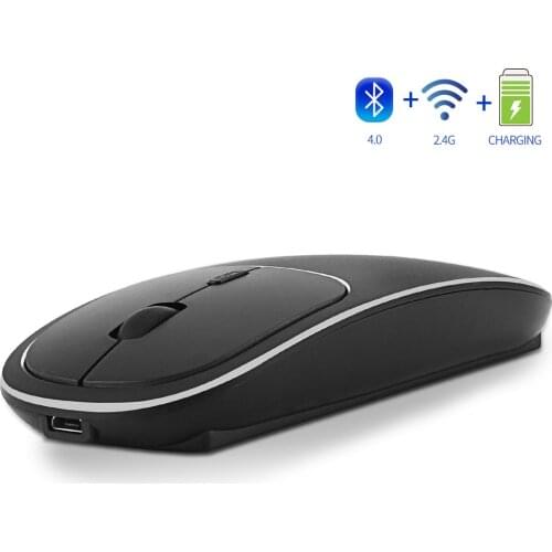 Aluminum Alloy Dual-mode Wireless Bluetooth Mouse Rechargeable Silent Silent Cute Ultra-thin Unlimited Computer Accessories