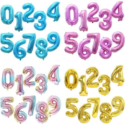 32inch Big Birthday Foil Balloons 0-9 Number Balls Happy Birthday Party Wedding Decoration Baby Shower Large Digital Supplies