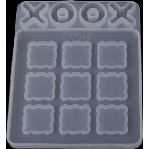 R2LE Tic Tac Toe Molds for Resin Casting Small O X Board Game Silicone Mold DIY Craft