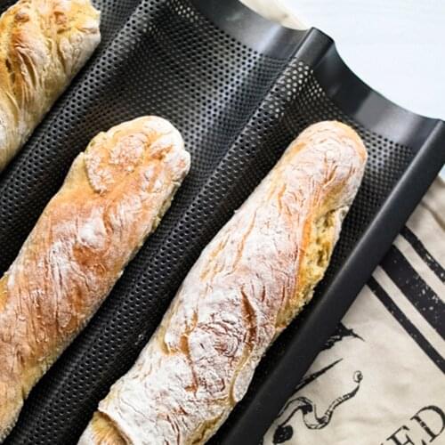 Baking sheet mold for baguettes - Non-stick - Perforated bread plate - Reversible for cookies and almond tiles Soft candy mould