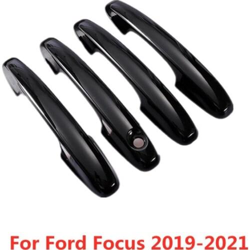 Glossy Black Exterior Car Door Handle Sticker Cover Moulding Trim for Ford Focus 2019 2020 2021 Styling