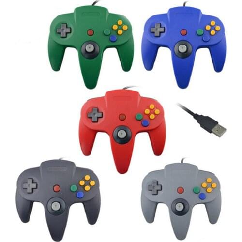 USB Long Handle Game Controller Pad Joystick for PC Nintendo 64 N64 System 5 Color in stock