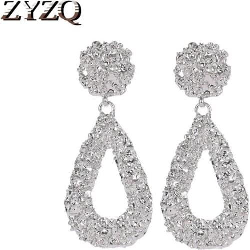 ZYZQ Classic Elegant Water Dropped Earrings For Women Hyperbole Hollow Out Euro Stylish Daily Wear Party Accessories Wholesale