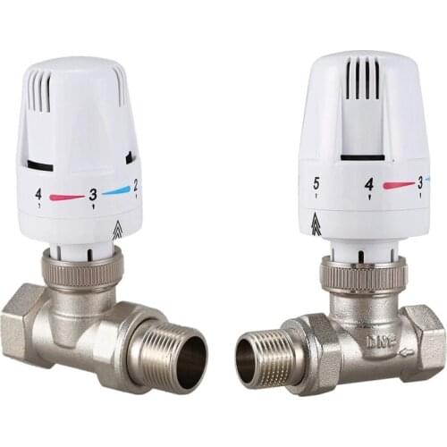 Brass Thermostatic Radiator Valve Straight Type Automatic Temperature Control Valve Floor Heating