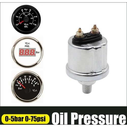 NPT-1/8 M10x1 Sending Unit Mechanical Oil Pressure Gauge Sensors For Truck Boat Oil Pressure Meters 0-5bar 0-75psi