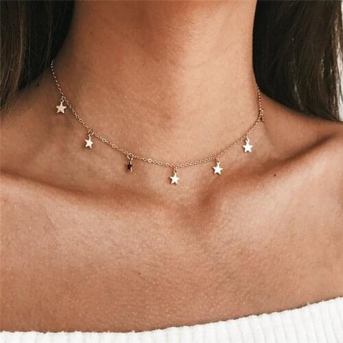 Star Necklace Women Choker Gold Moon Necklaces Clavicle Pendant Collier Femme Chain collares de moda 2019 Fashion Jewelry Gifts