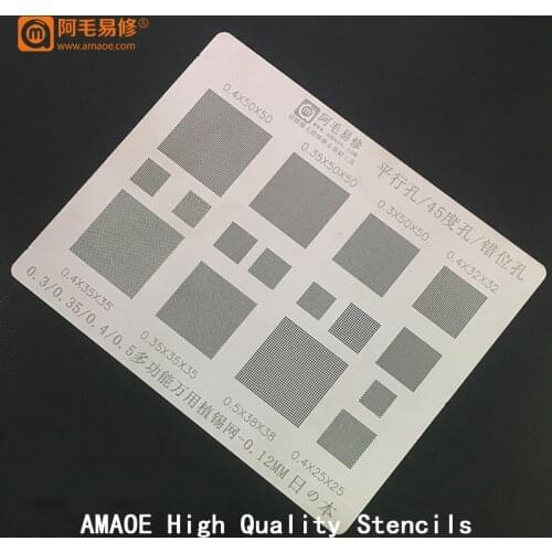 Multi Function Universal Versatile BGA Stencil 0.3/0.35/0.4/0.5 mm/Parallel/45 Degress Hole Direct Heat Template