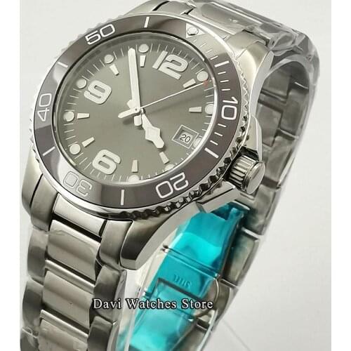 Bliger 40mm Top Automatic Gray Dial Men Watch Luxury Sapphire Crystal Ceramic Bezel Watch Luminous Waterproof Wristwatch Men