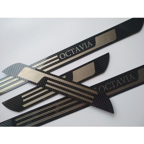 Door Sill Cover Sticker Stainless Steel Door Sill Scuff Plate For Skoda Octavia A5 A7 2007-2012 2013-2016 Car Styling