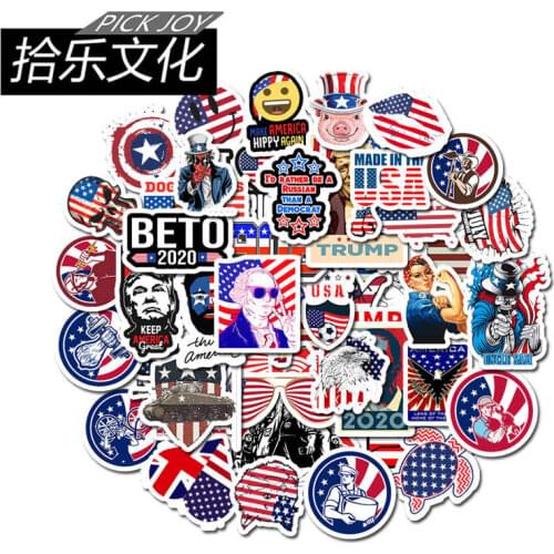 50pcs American Flag Stickers the Star-Spangled Banner For Luggage Laptop Guitar Skateboard Bicycle Bedroom Graffiti Sticker Toys