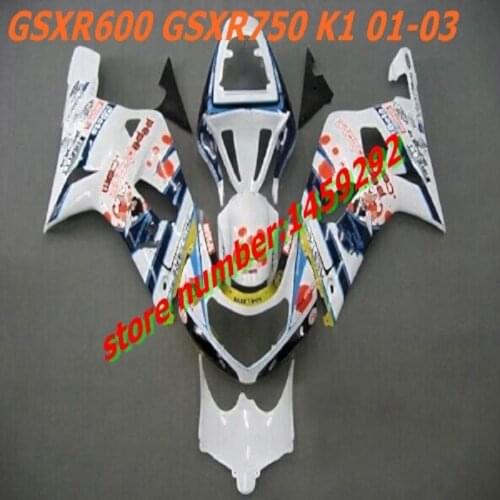 Custom multicolor Fairing kit for GSXR600 750 K1 01 02 03 GSXR 600 GSXR750 2001 2002 2003 ABS Fairings set