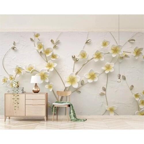 Beibehang Custom wallpaper photo new small fresh lemon yellow plum 3d embossed TV background wall decoration murals 3d wallpaper