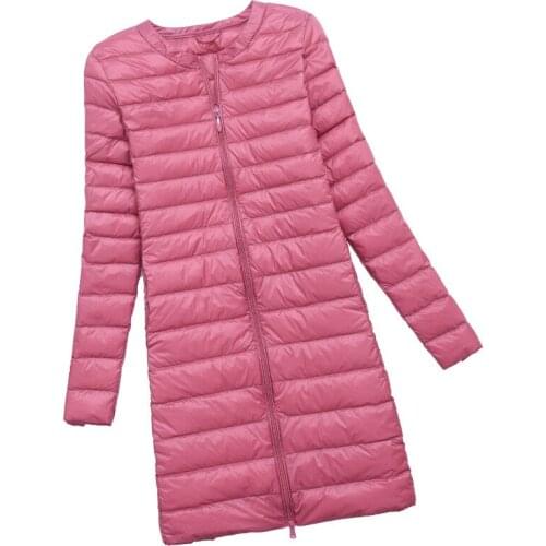 2020 White Duck Down Jacket Women Winter Ultra Light Warm Soft Solid Color Long Down Coat Female Plus Size Slim Parkas