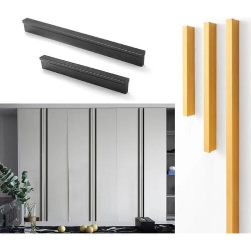 Luxury Wardrobe Handle Lengthened Modern Minimalist Drawer Cabinet Black Top Cabinet Door Cabinet Handles knobs and handles