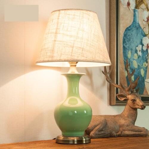 Garden Ceramic table Lamp Green Modern Simple Living Room Hotel Bedroom Bedside porcelain Table Lamp