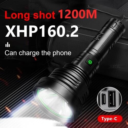 2021New XHP160.2 Most Powerful Led Flashlight Torch High power Tactical Flashlight 18650 Type C Charger Rechargeable Flash Light