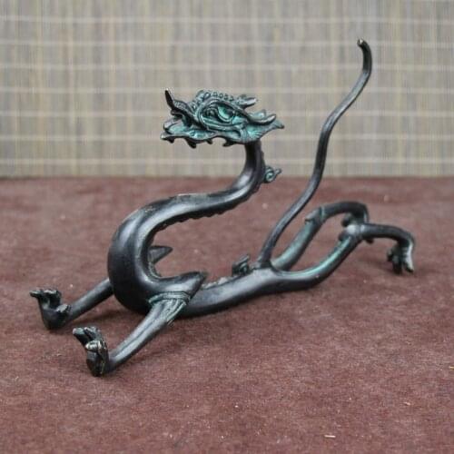 Collect China Bronze Copper Carved 12 Zodiac Lucky Dragon Statue Sculpture